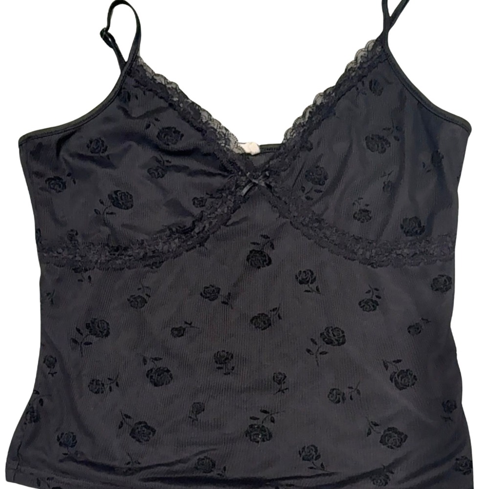 Y2K Babydoll Lace Top Velvet Floral Fairy Grunge Whimsygoth Stretch XL